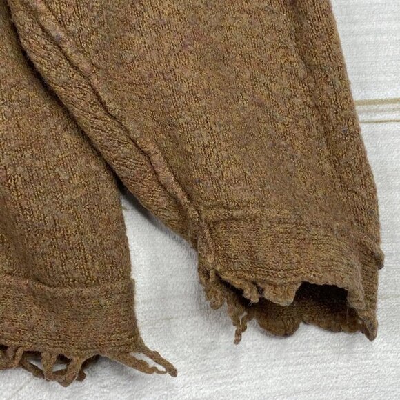 Free People Irresistible Sweater Womens  V-Neck Fringe Wool Linen Stretch - Picture 3 of 6